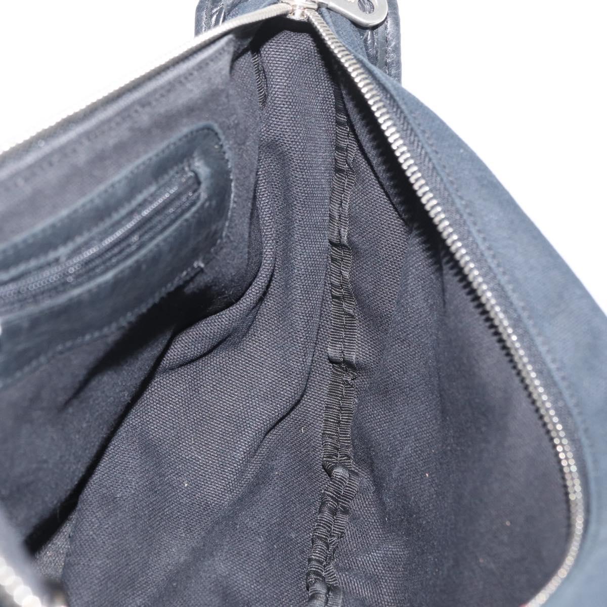 Chloe Shoulder Bag Canvas Black Silver Auth bs33468