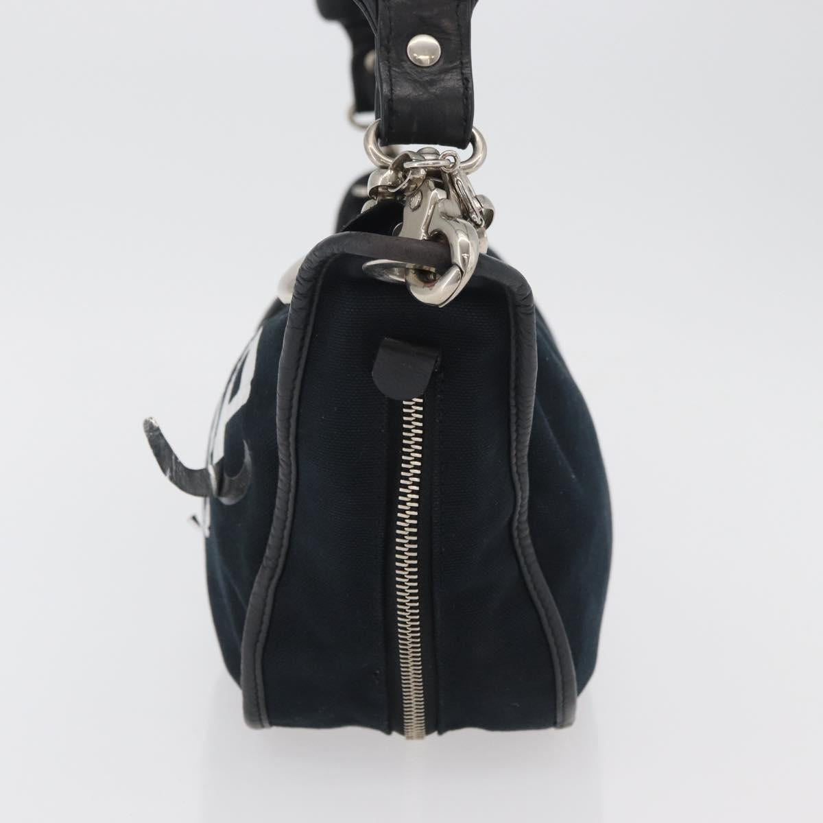 Chloe Shoulder Bag Canvas Black Silver Auth bs33468