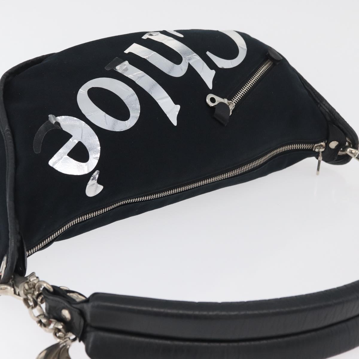 Chloe Shoulder Bag Canvas Black Silver Auth bs33468