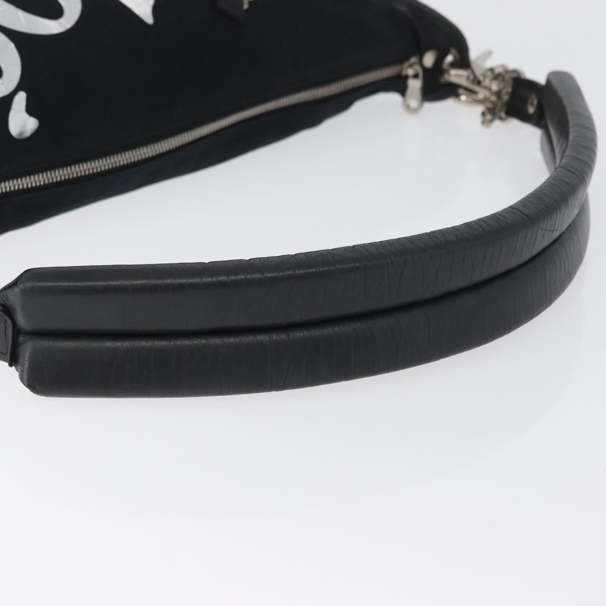 Chloe Shoulder Bag Canvas Black Silver Auth bs33468