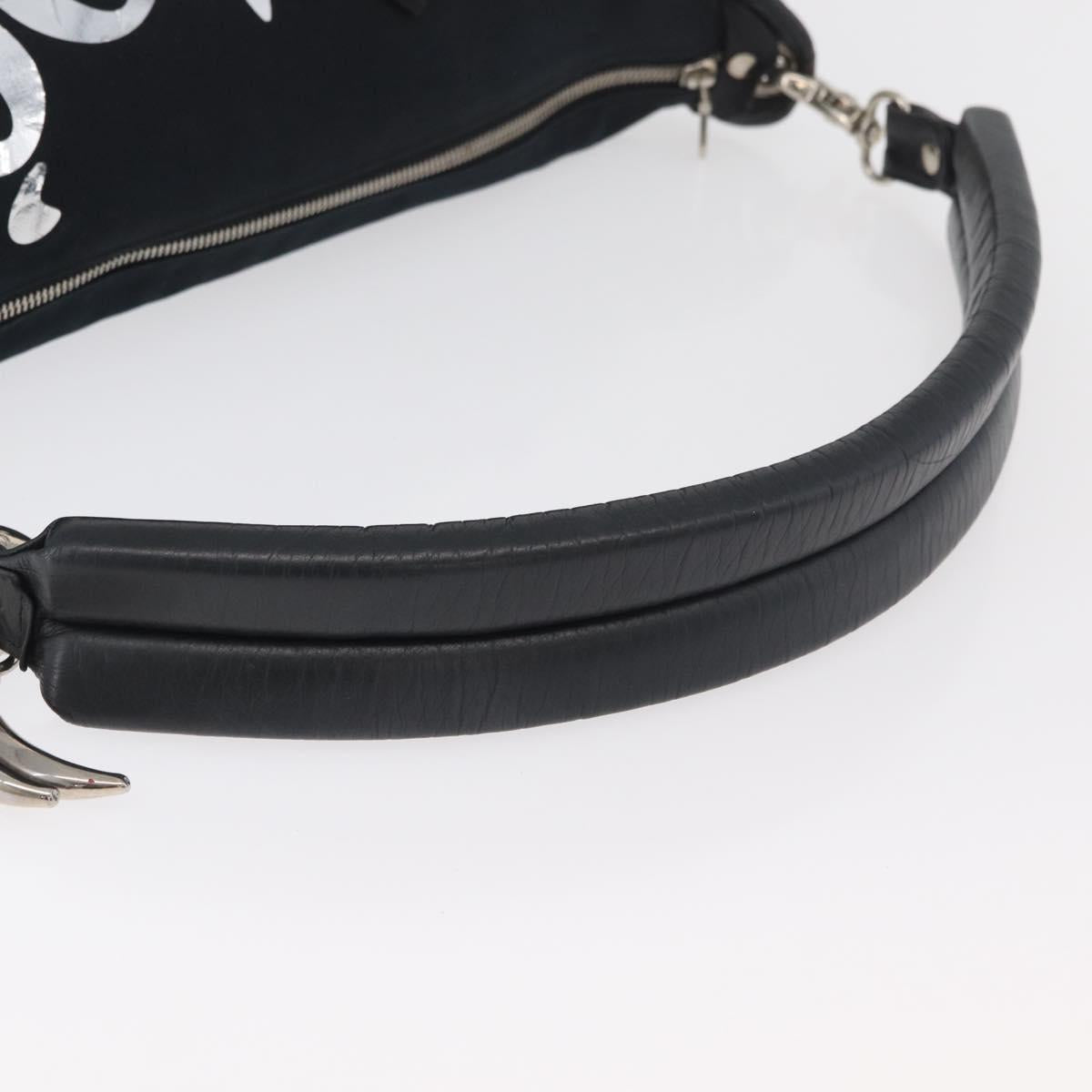 Chloe Shoulder Bag Canvas Black Silver Auth bs33468