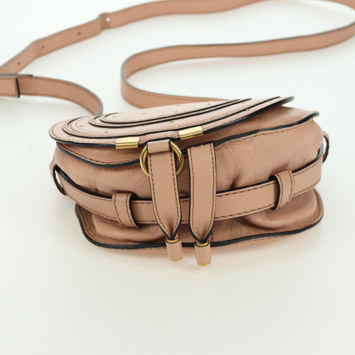 Chloe Marcie Shoulder Bag Leather Pink Gold Auth bs33470V