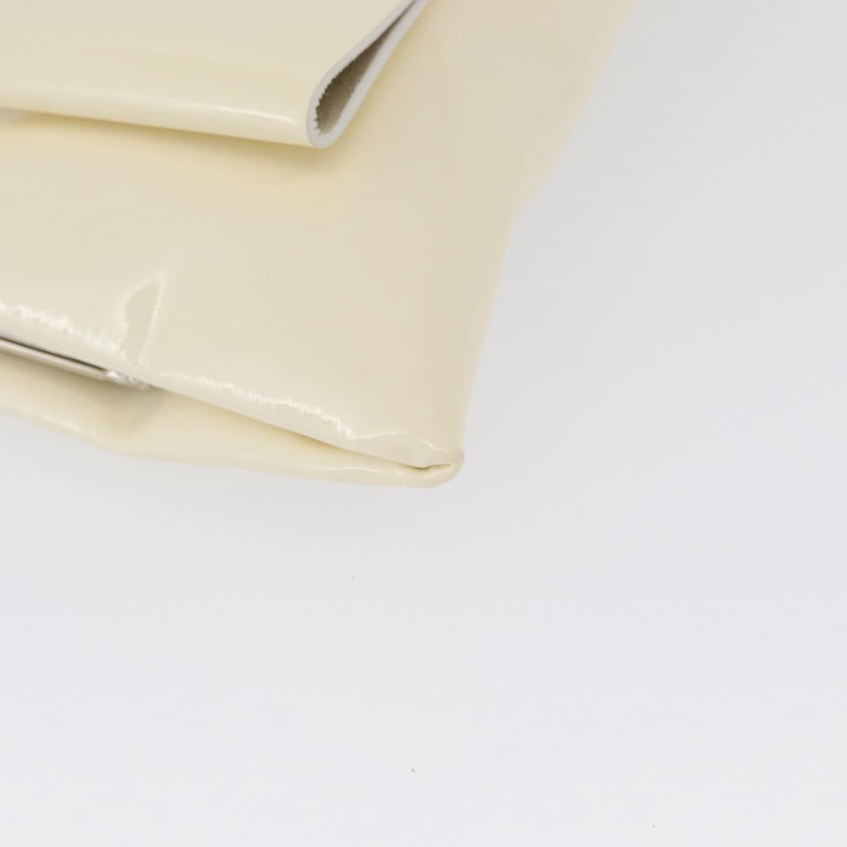 Salvatore Ferragamo Shoulder Bag Patent leather Cream Silver Auth bs33471