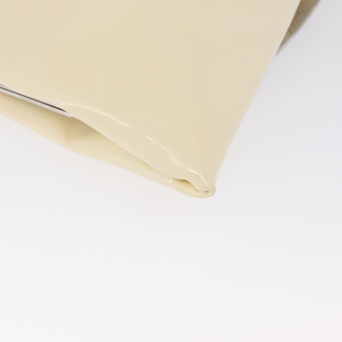 Salvatore Ferragamo Shoulder Bag Patent leather Cream Silver Auth bs33471