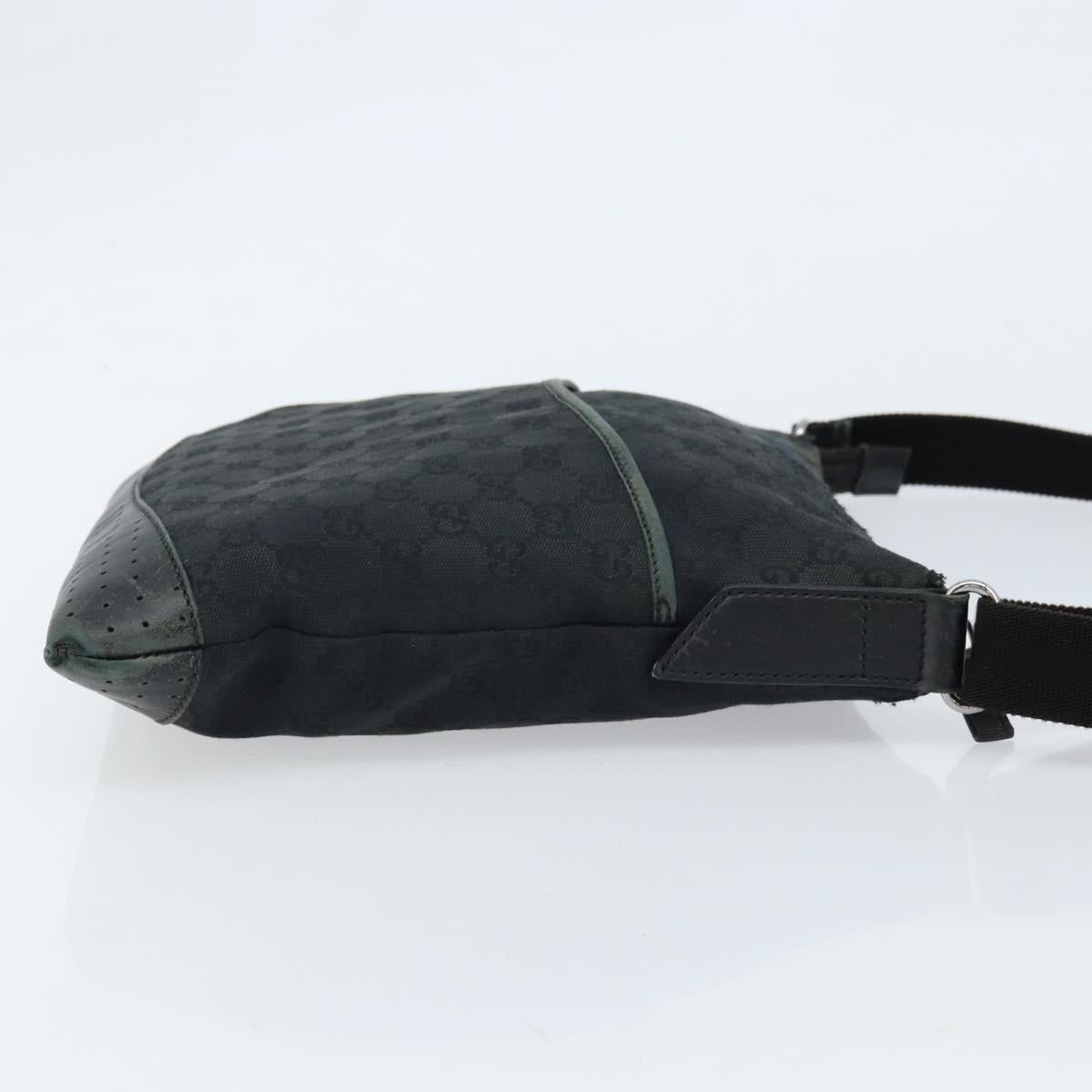 GUCCI GG Canvas Shoulder Bag Black Silver 145857 Auth bs33485