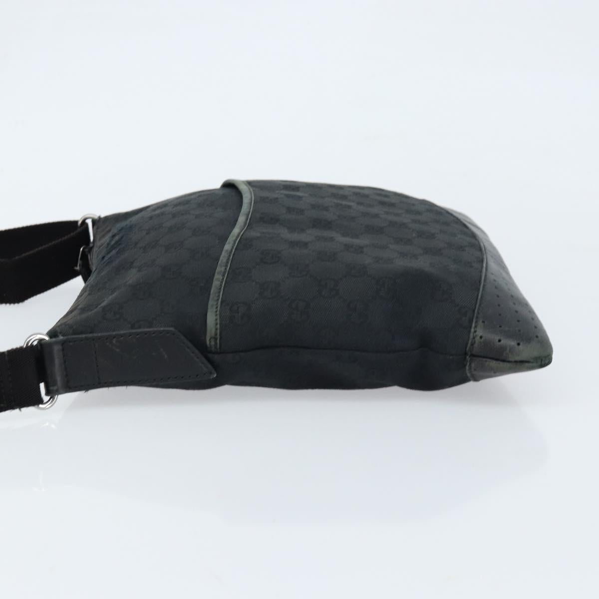 GUCCI GG Canvas Shoulder Bag Black Silver 145857 Auth bs33485