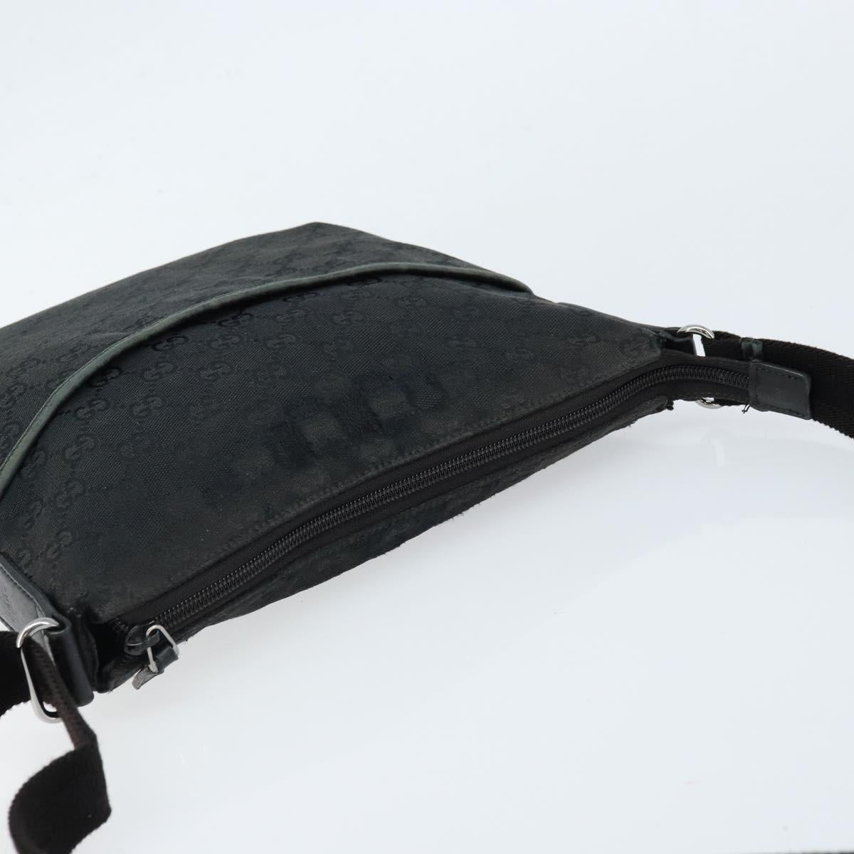 GUCCI GG Canvas Shoulder Bag Black Silver 145857 Auth bs33485
