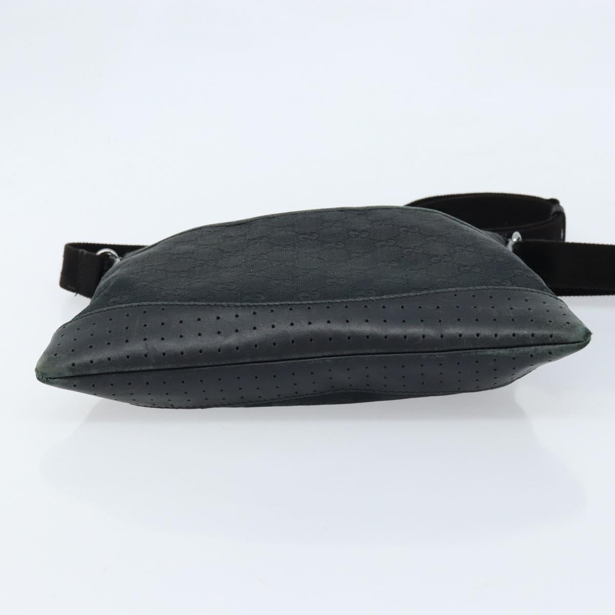 GUCCI GG Canvas Shoulder Bag Black Silver 145857 Auth bs33485