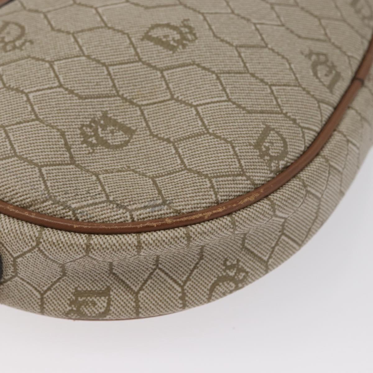 Christian Dior Honeycomb Canvas Shoulder Bag PVC Beige Gold Auth bs33486