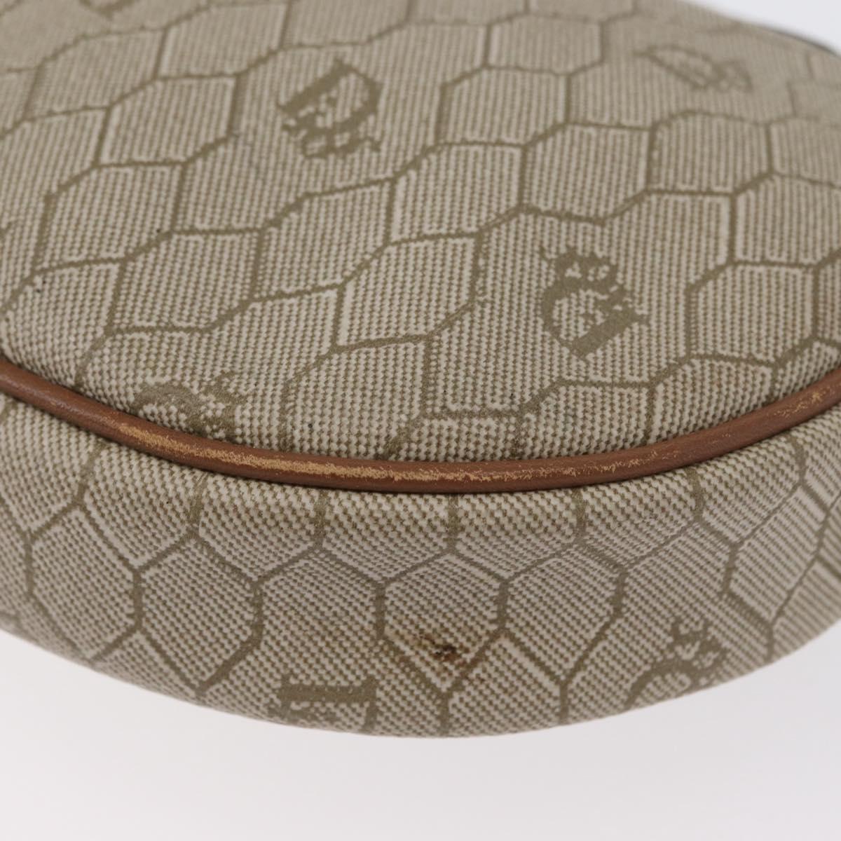 Christian Dior Honeycomb Canvas Shoulder Bag PVC Beige Gold Auth bs33486