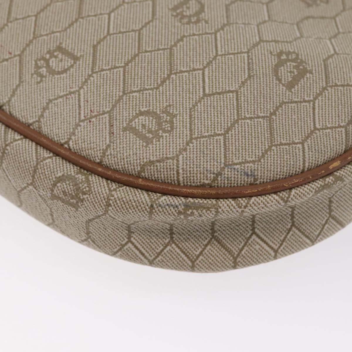 Christian Dior Honeycomb Canvas Shoulder Bag PVC Beige Gold Auth bs33486