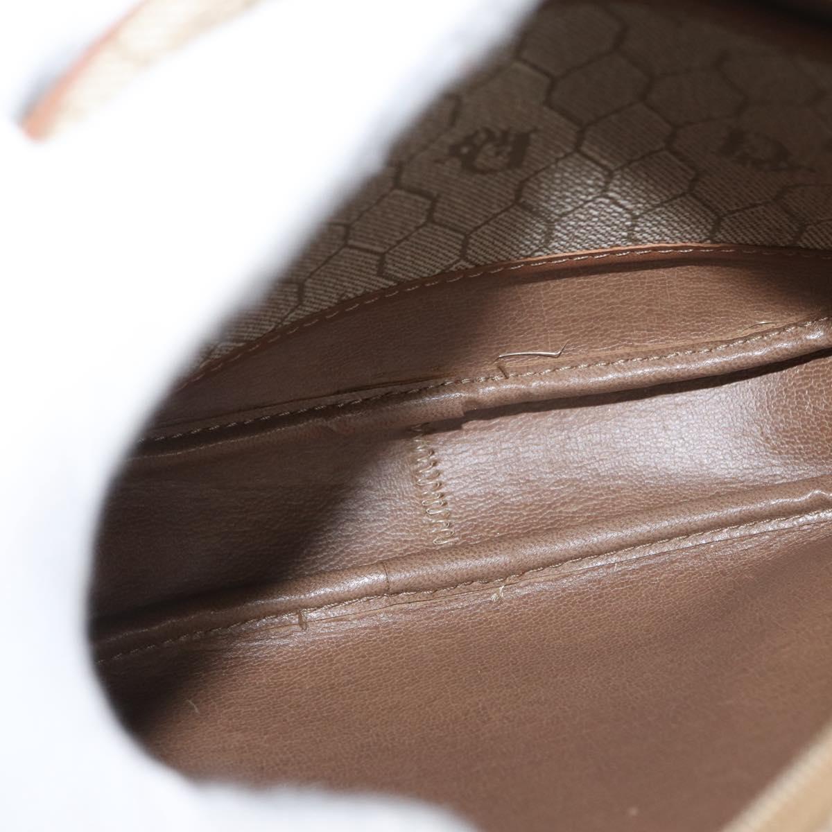 Christian Dior Honeycomb Canvas Shoulder Bag PVC Beige Gold Auth bs33486