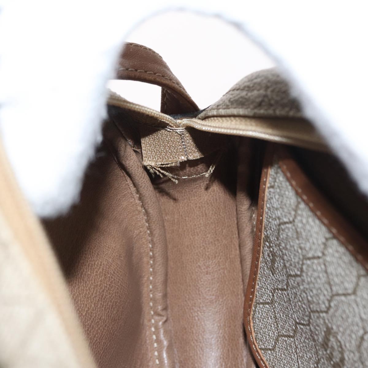 Christian Dior Honeycomb Canvas Shoulder Bag PVC Beige Gold Auth bs33486
