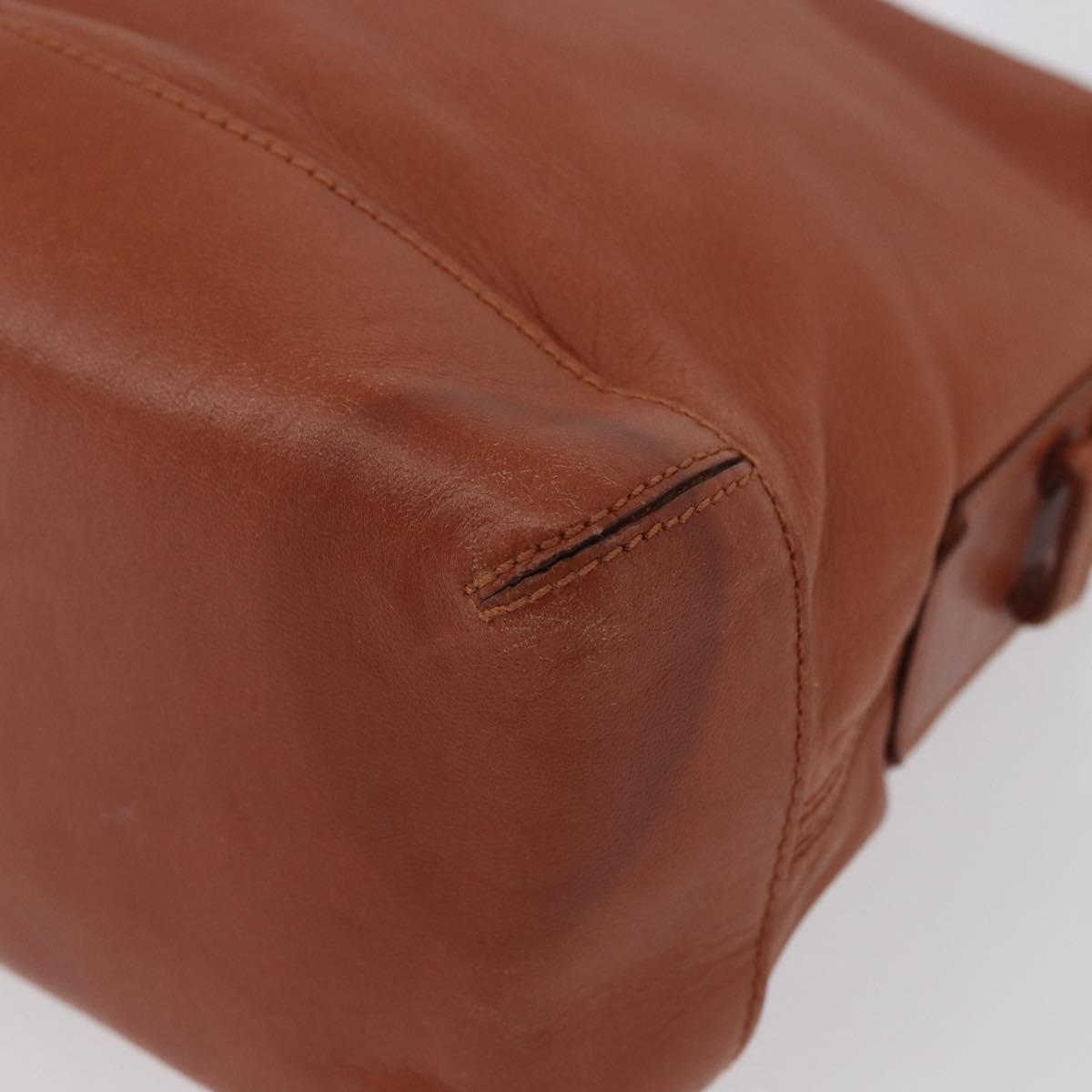 LOEWE Shoulder Bag Leather Brown Silver Auth bs33487