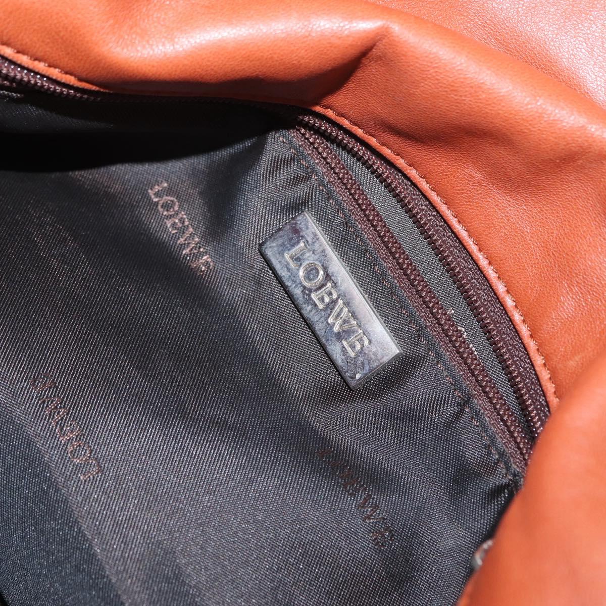 LOEWE Shoulder Bag Leather Brown Silver Auth bs33487