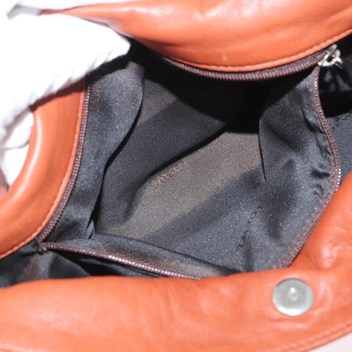 LOEWE Shoulder Bag Leather Brown Silver Auth bs33487
