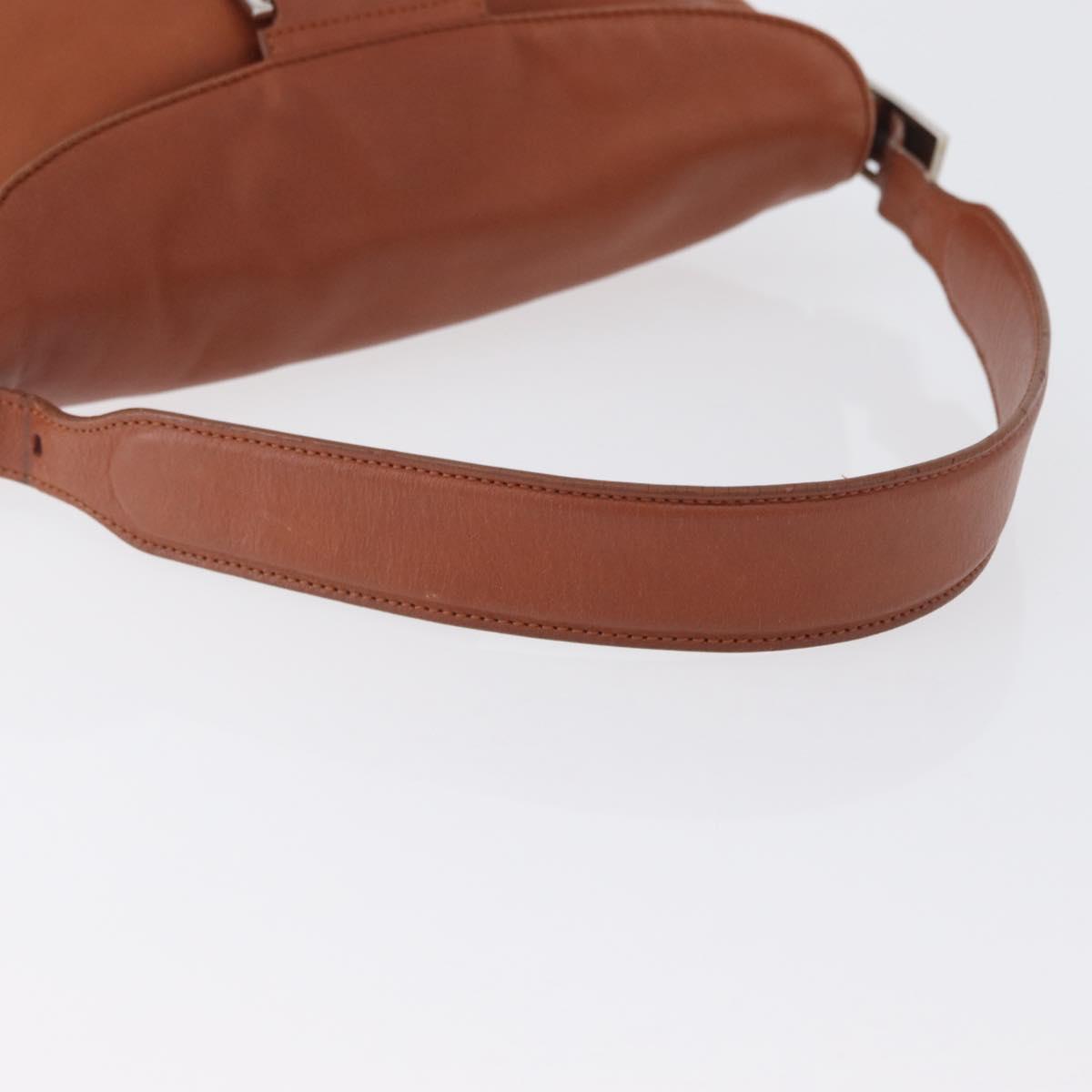 LOEWE Shoulder Bag Leather Brown Silver Auth bs33487
