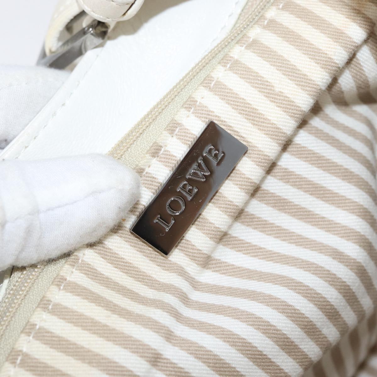 LOEWE Shoulder Bag Leather White Silver Auth bs33492