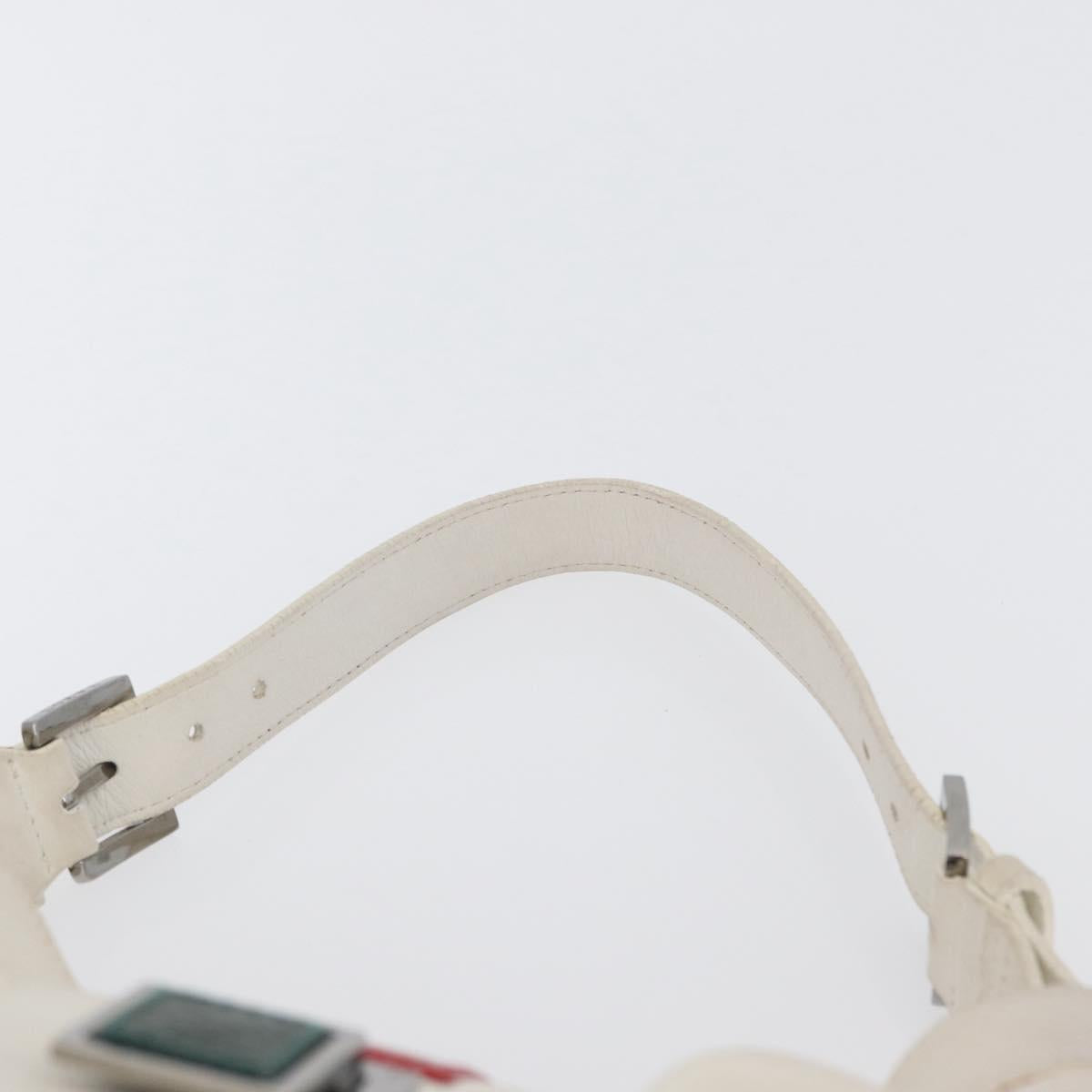 LOEWE Shoulder Bag Leather White Silver Auth bs33492