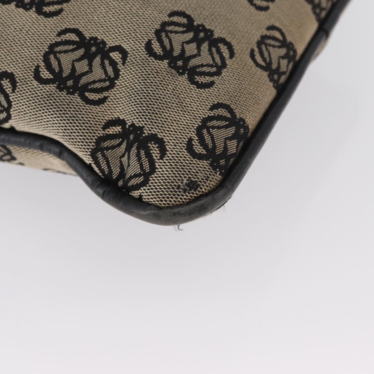 LOEWE Anagram Shoulder Bag Canvas Beige Silver Auth bs33493