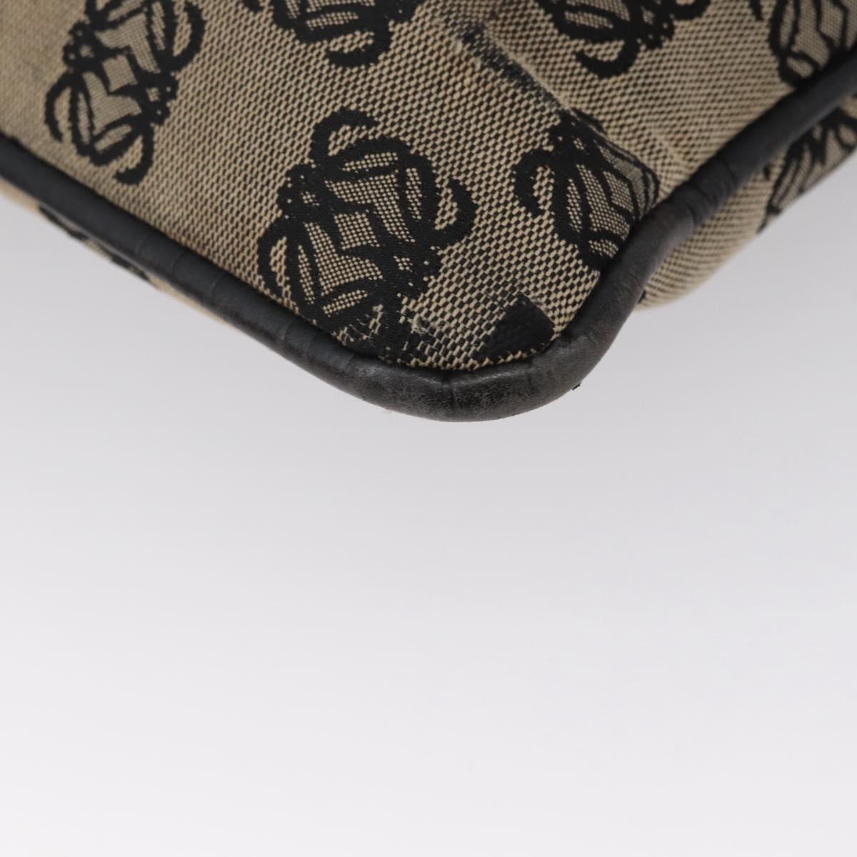LOEWE Anagram Shoulder Bag Canvas Beige Silver Auth bs33493