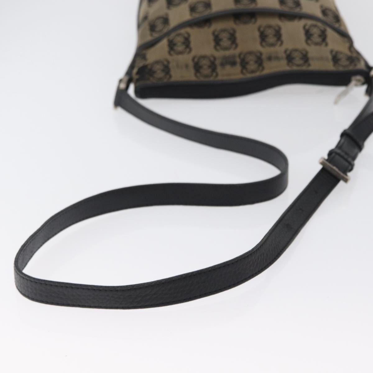 LOEWE Anagram Shoulder Bag Canvas Beige Silver Auth bs33493