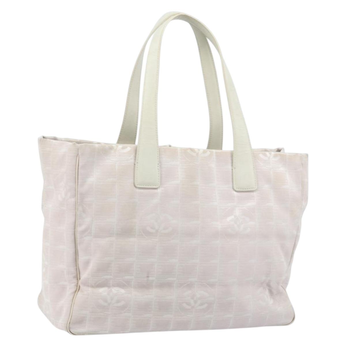 CHANEL New Travel line Tote Bag Nylon Pink Gold CC Auth bs33506