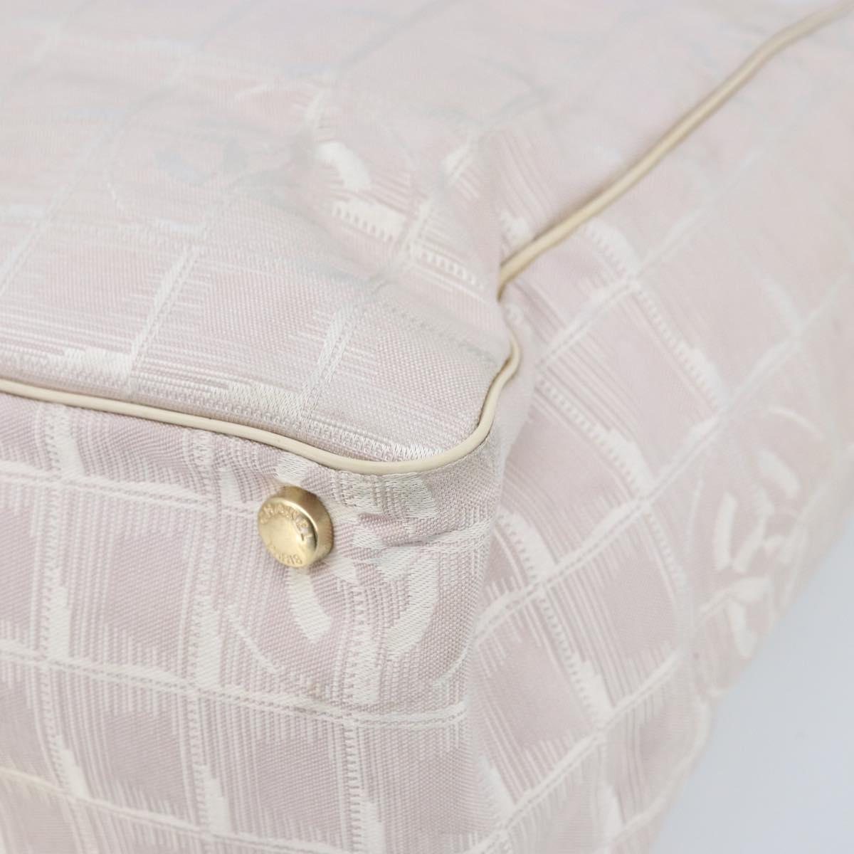 CHANEL New Travel line Tote Bag Nylon Pink Gold CC Auth bs33506