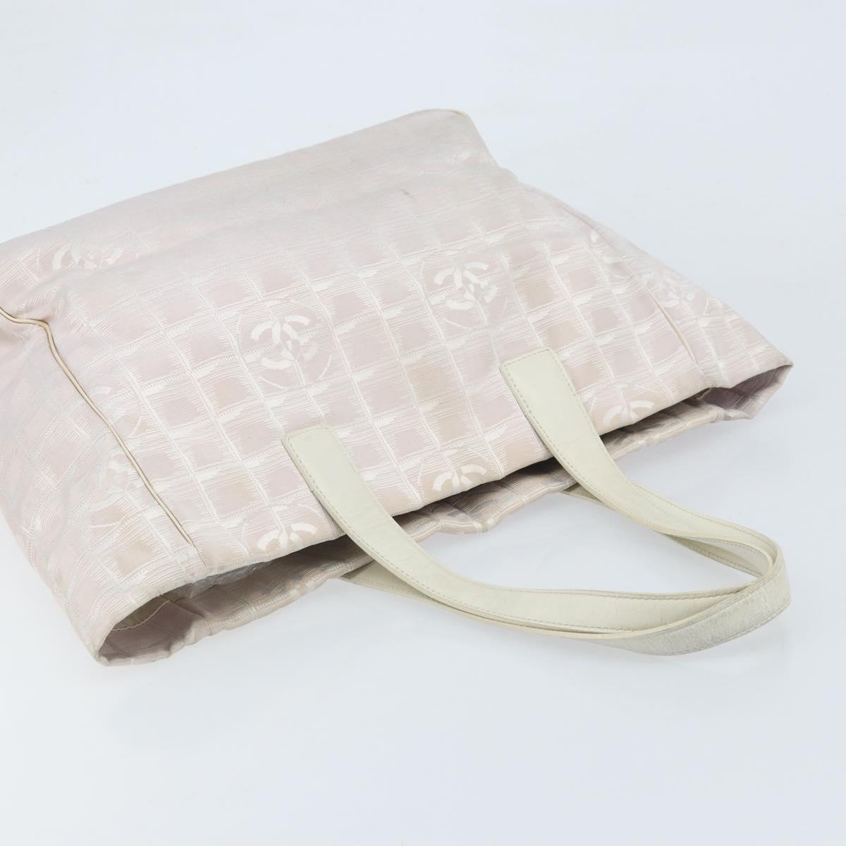 CHANEL New Travel line Tote Bag Nylon Pink Gold CC Auth bs33506