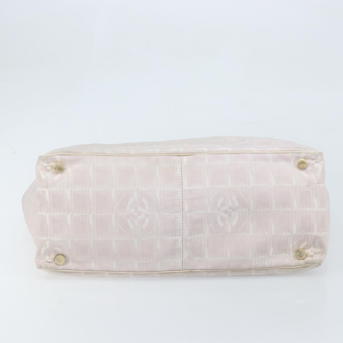 CHANEL New Travel line Tote Bag Nylon Pink Gold CC Auth bs33506