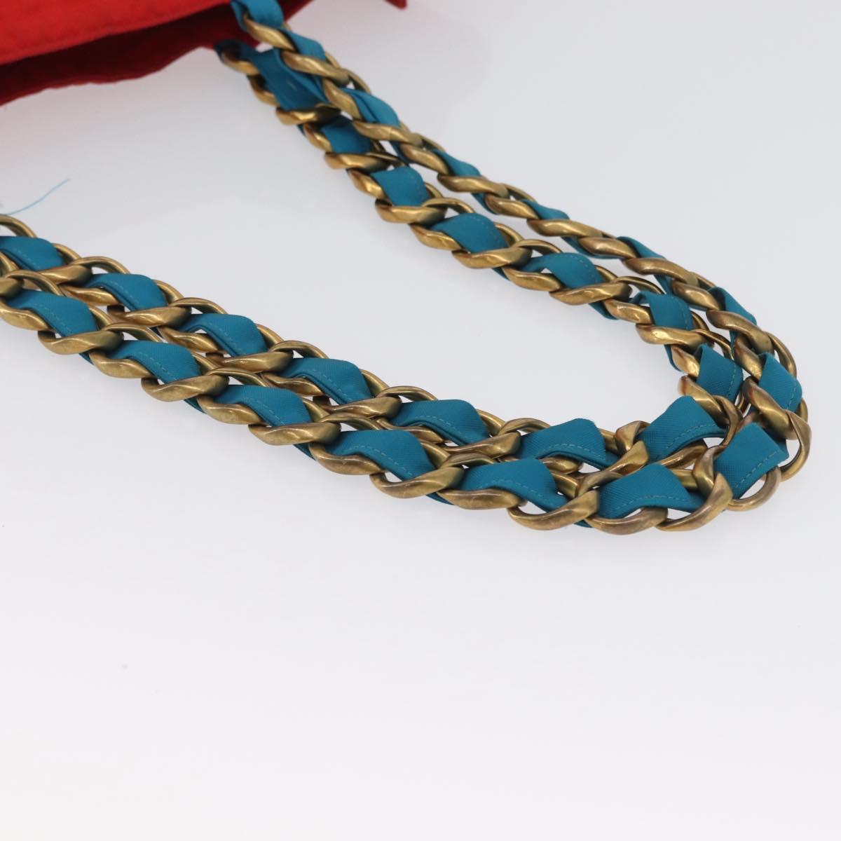 CHANEL Chain Tote Bag Canvas Red Gold CC Auth bs33510