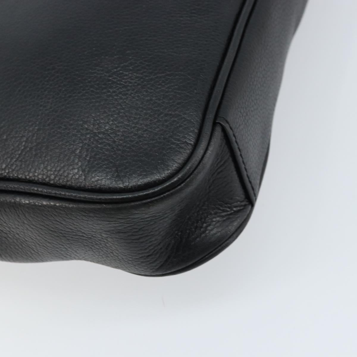 BURBERRY Business Bag Leather Black Silver Auth bs33513