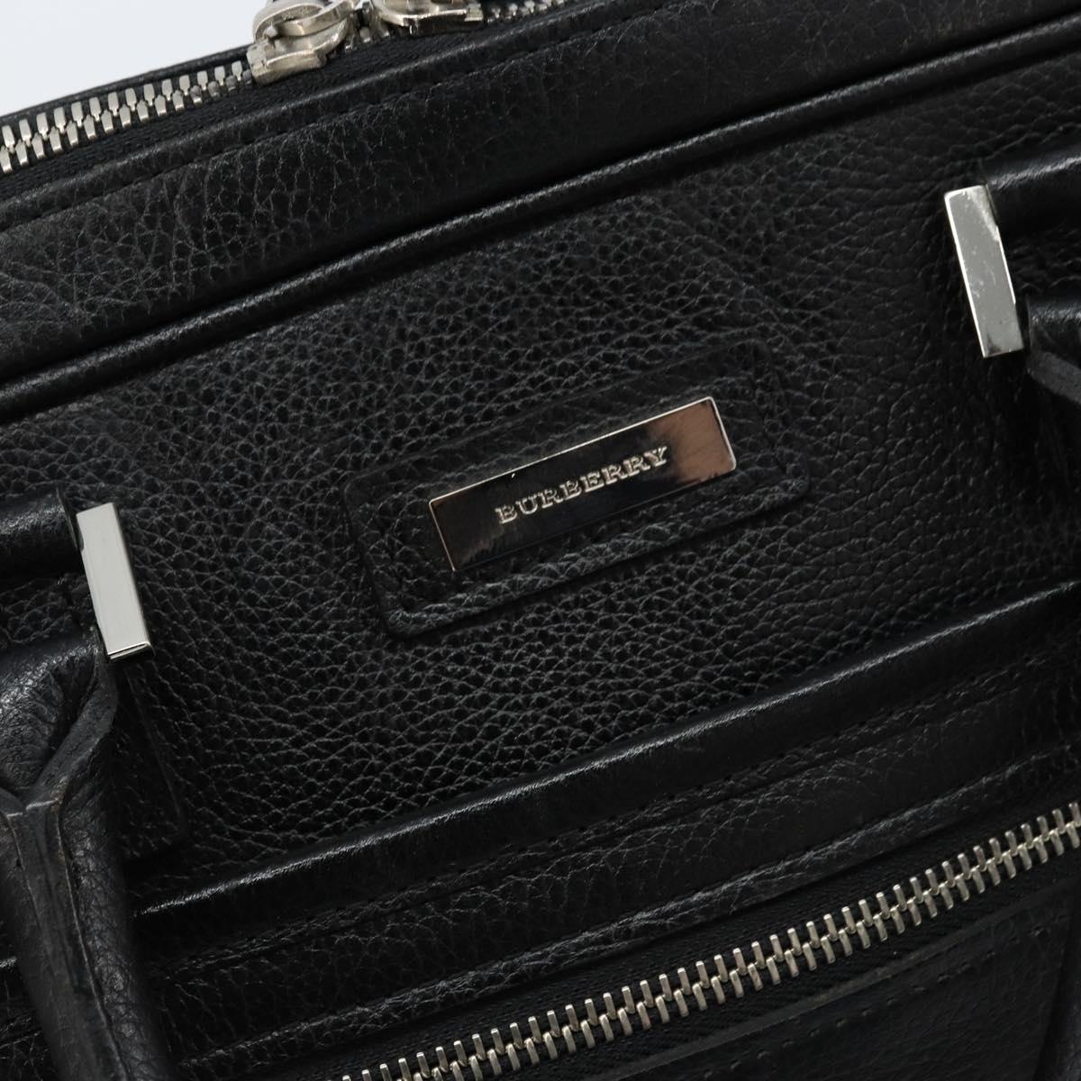 BURBERRY Business Bag Leather Black Silver Auth bs33513