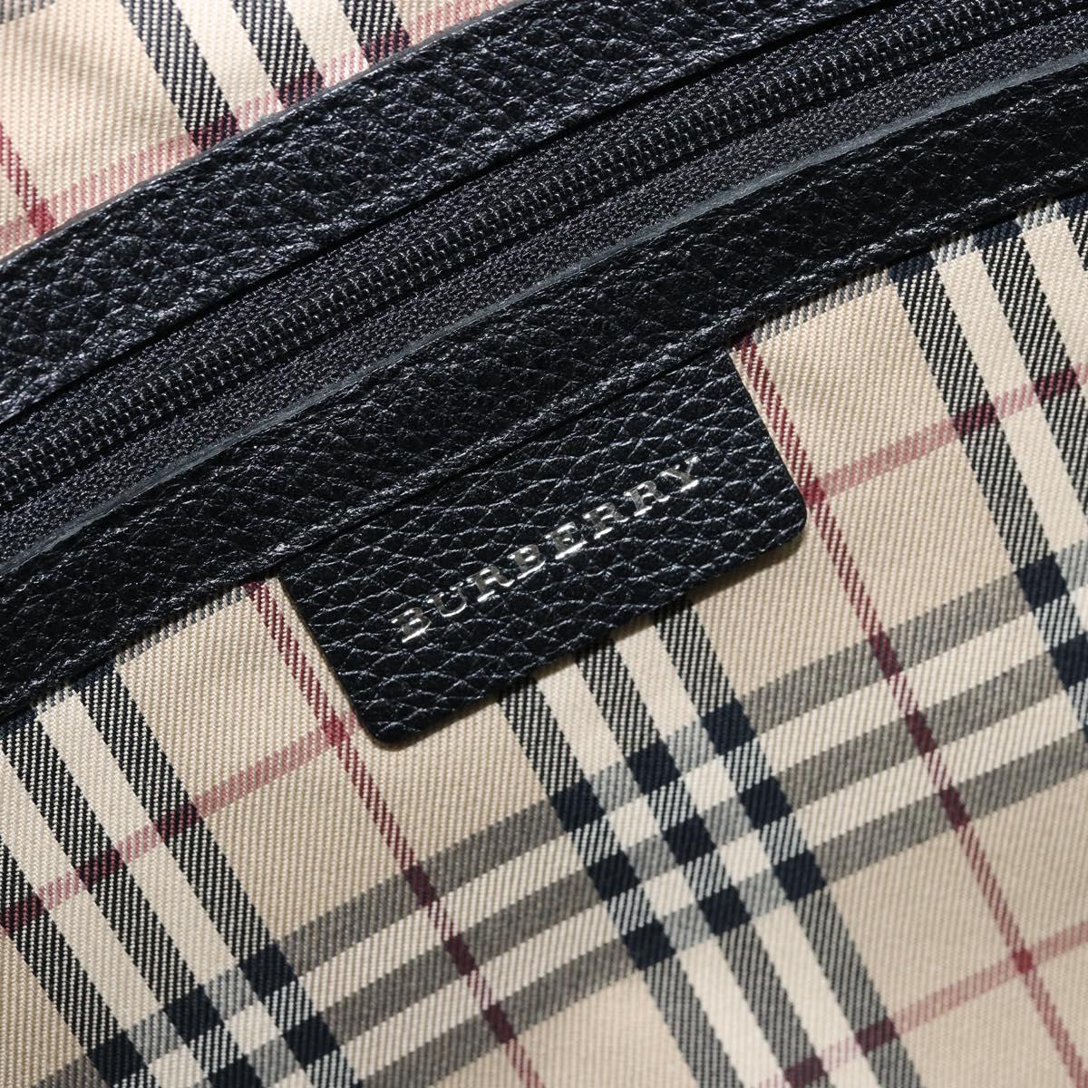 BURBERRY Business Bag Leather Black Silver Auth bs33513