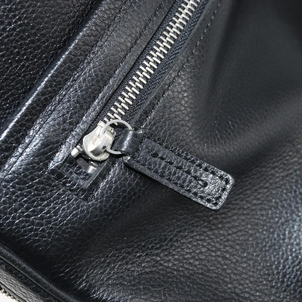 BURBERRY Business Bag Leather Black Silver Auth bs33513