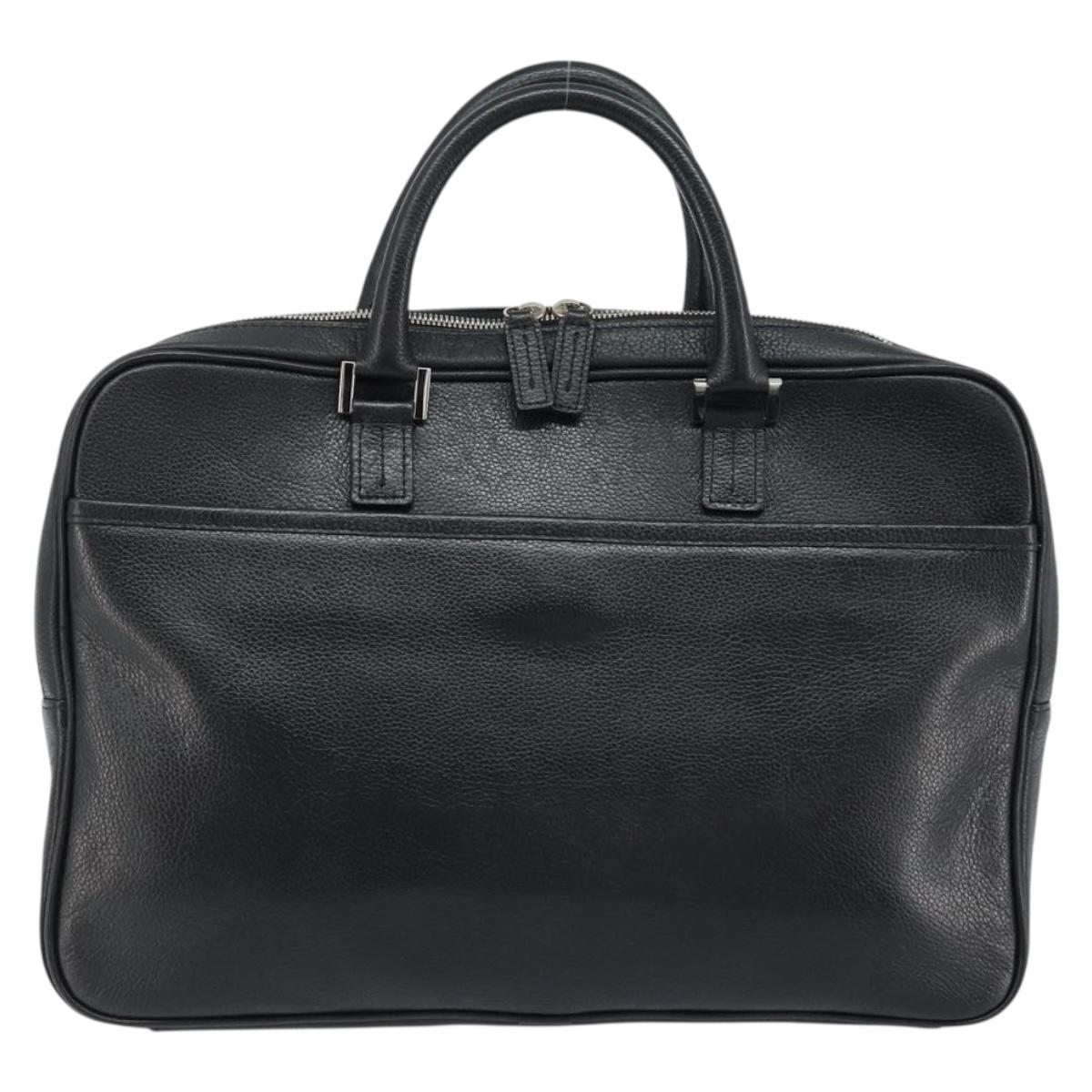 BURBERRY Business Bag Leather Black Silver Auth bs33513
