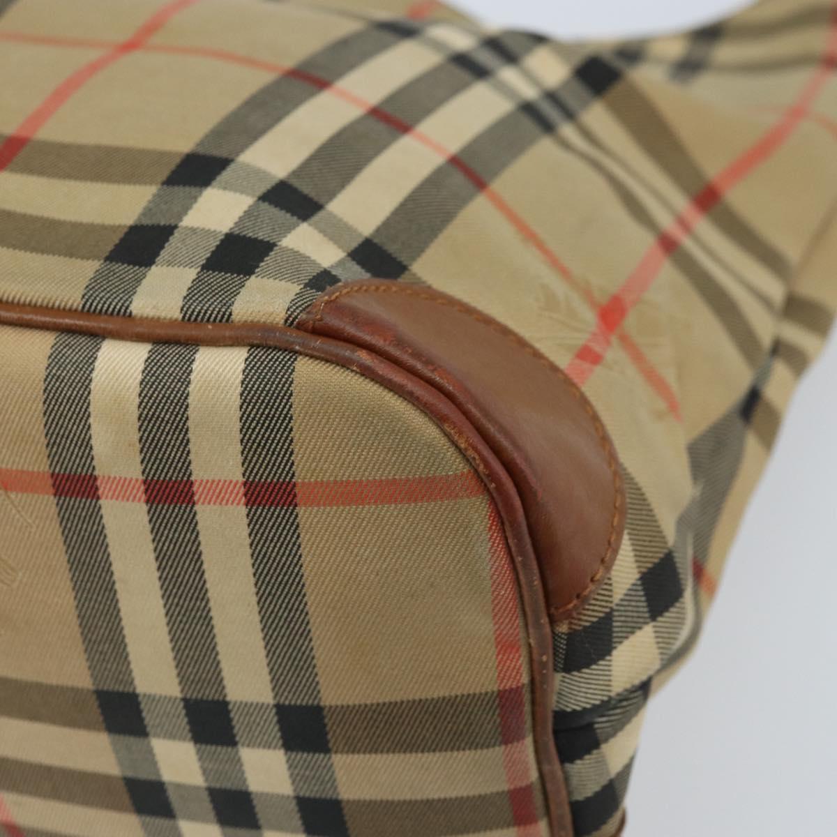 Burberrys Nova Check Shoulder Bag Canvas Beige Gold Auth bs33514
