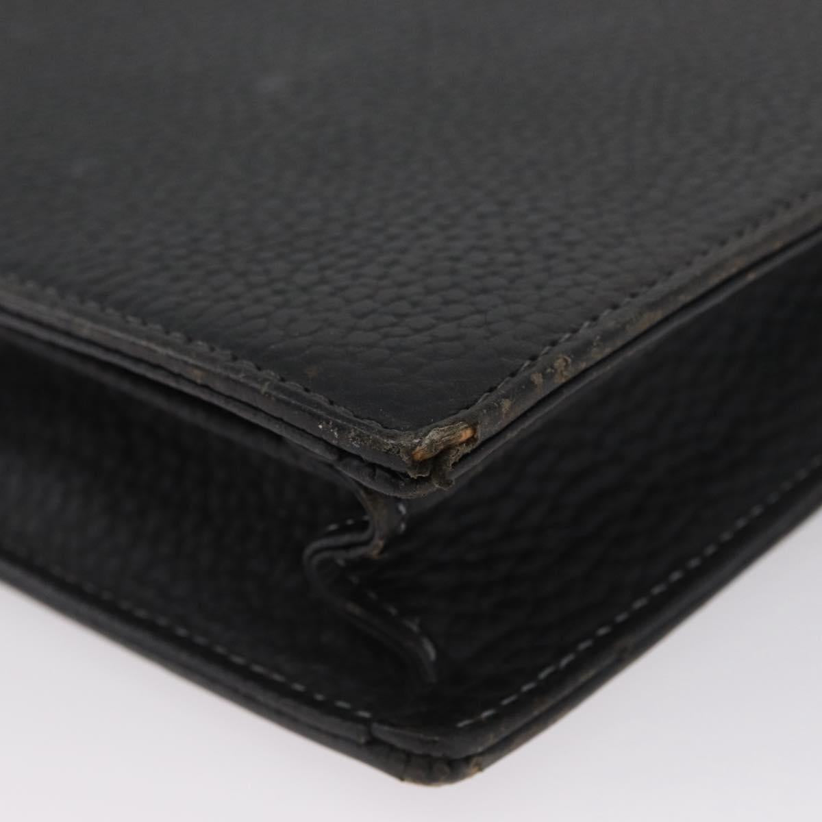 Burberrys Business Bag Leather Black Silver Auth bs33515