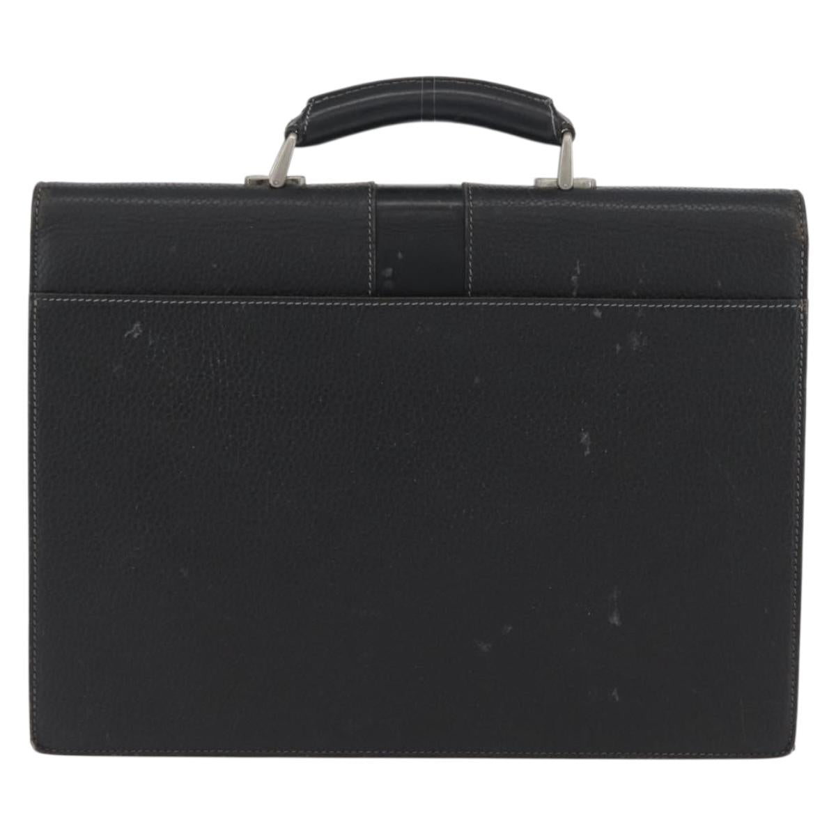 Burberrys Business Bag Leather Black Silver Auth bs33515