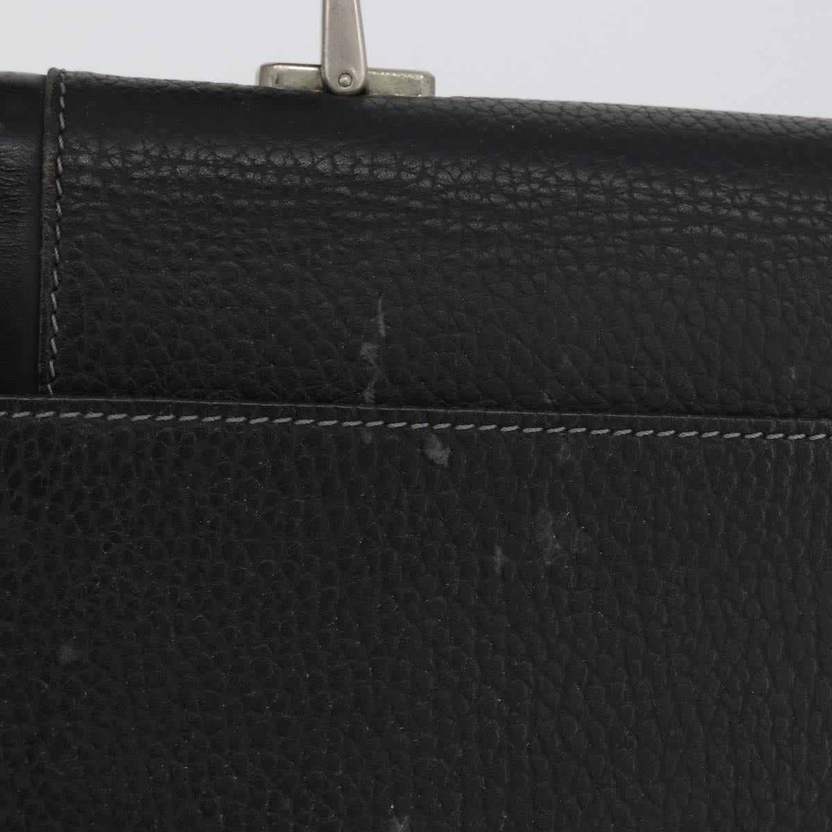 Burberrys Business Bag Leather Black Silver Auth bs33515