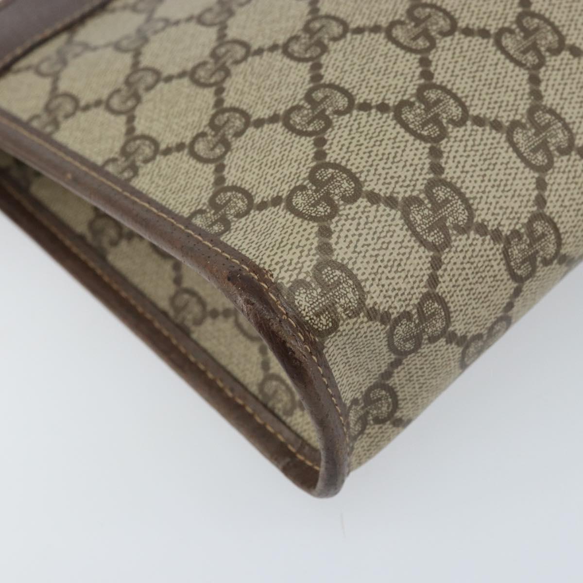 GUCCI GG Supreme Clutch Bag PVC Beige Gold 014 115 6063 4023 Auth bs33517