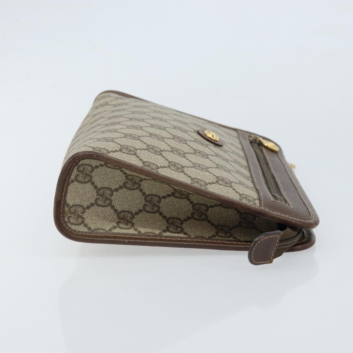 GUCCI GG Supreme Clutch Bag PVC Beige Gold 014 115 6063 4023 Auth bs33517