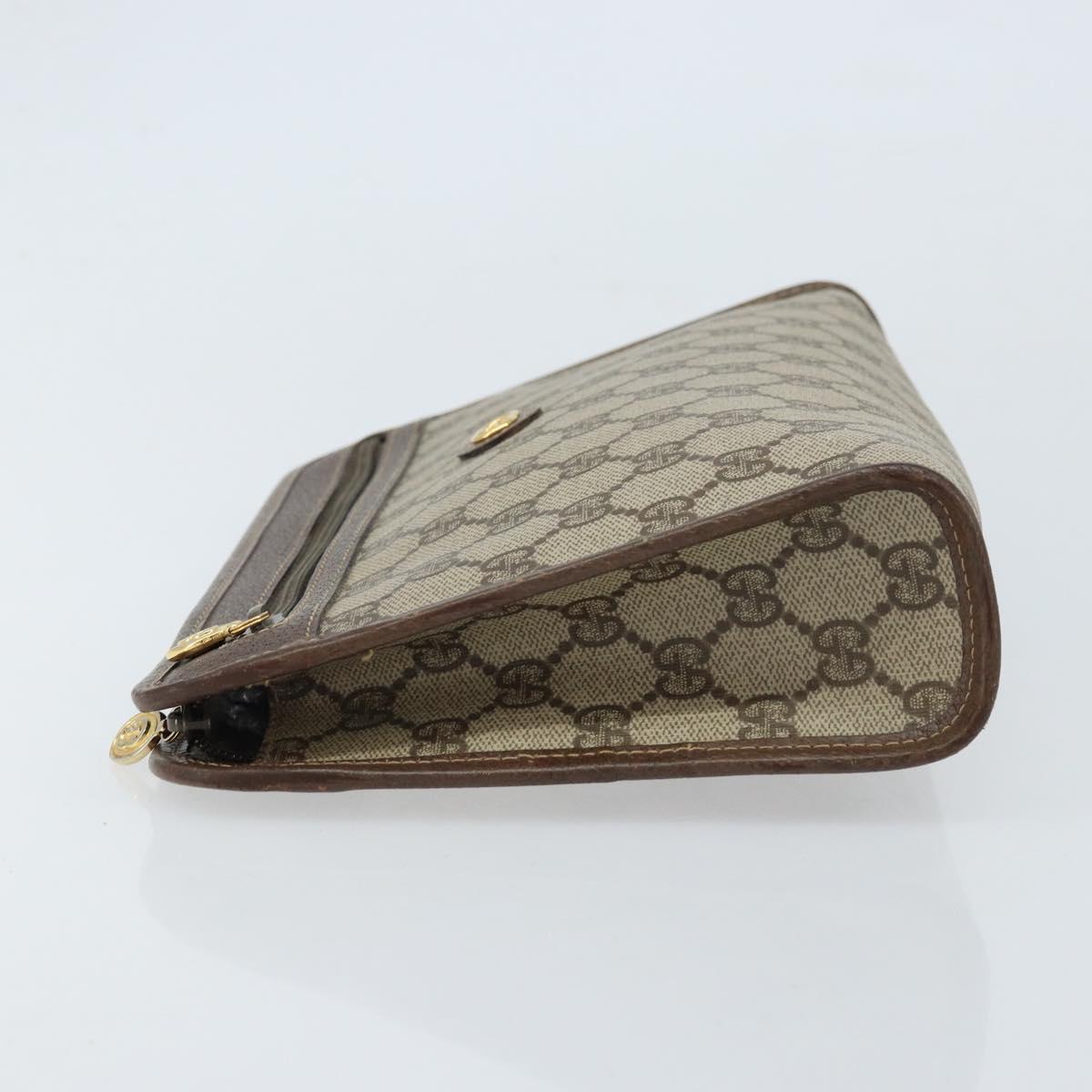 GUCCI GG Supreme Clutch Bag PVC Beige Gold 014 115 6063 4023 Auth bs33517