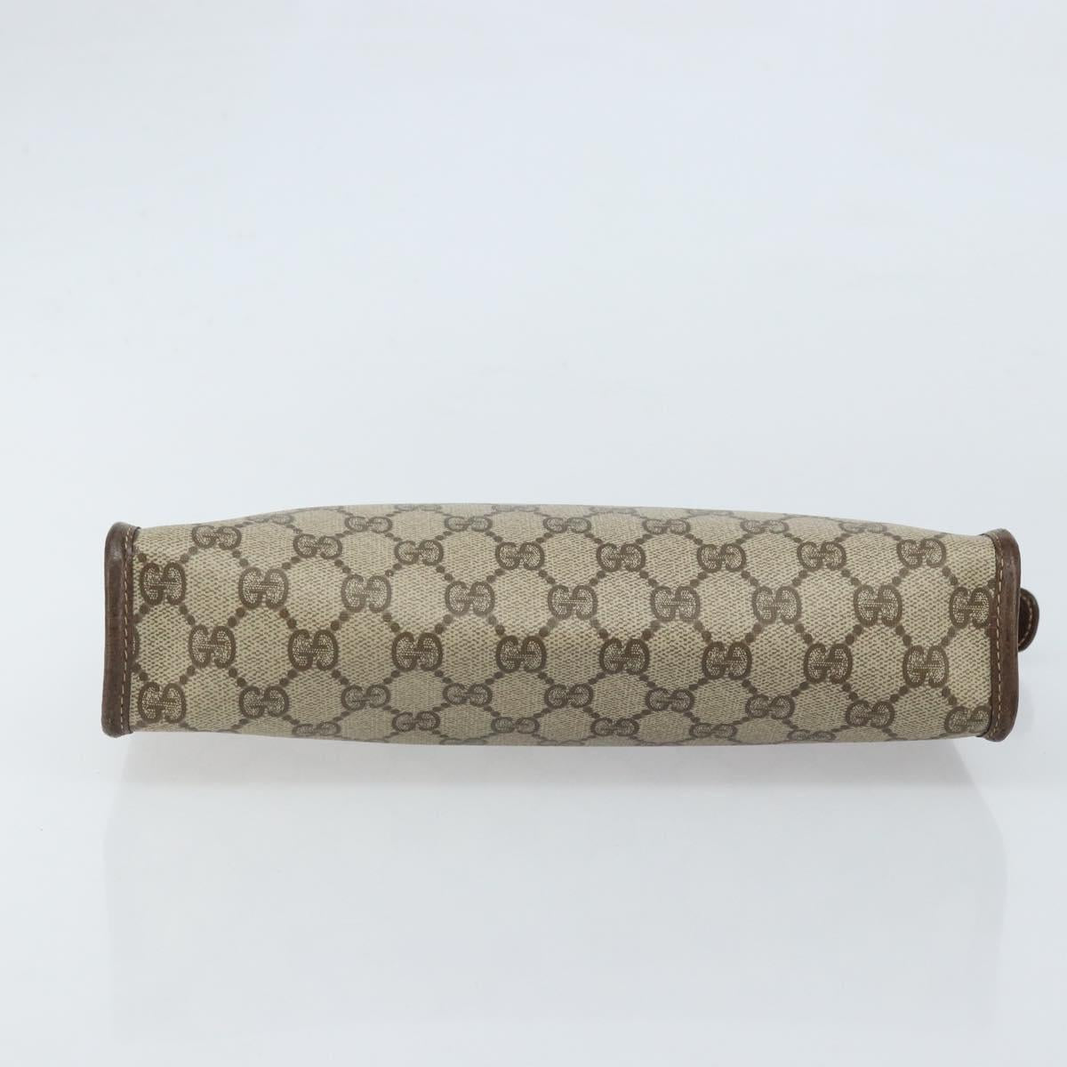 GUCCI GG Supreme Clutch Bag PVC Beige Gold 014 115 6063 4023 Auth bs33517