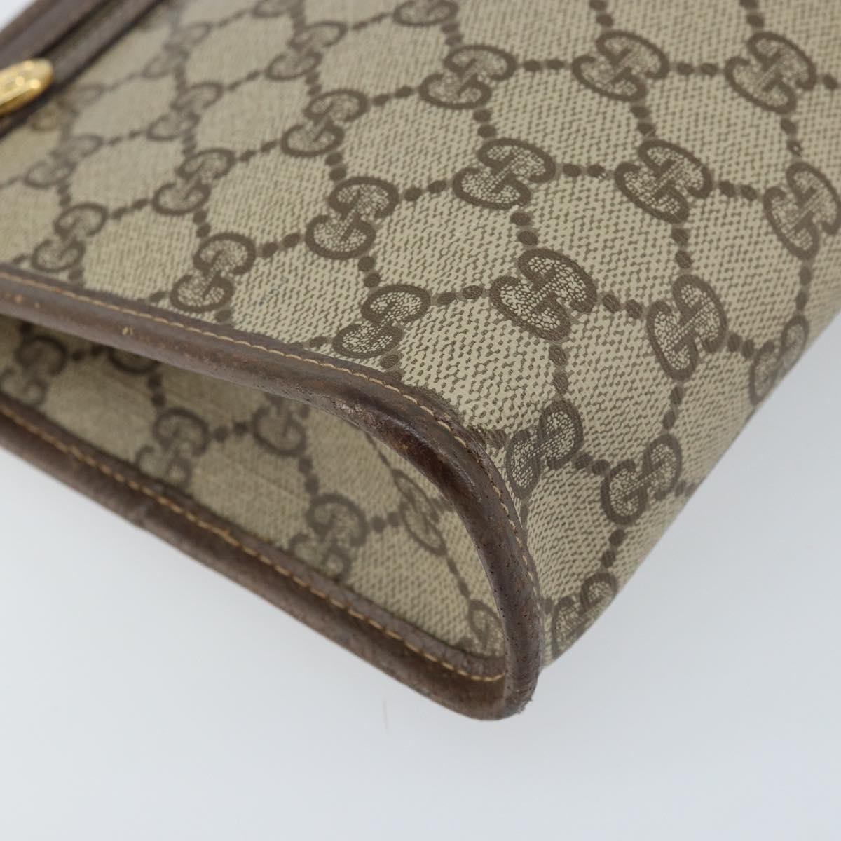 GUCCI GG Supreme Clutch Bag PVC Beige Gold 014 115 6063 4023 Auth bs33517