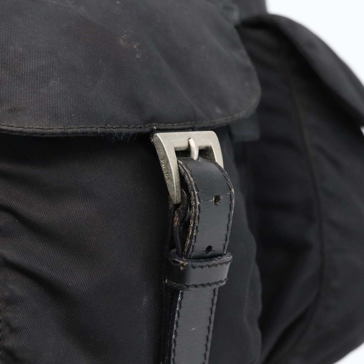 PRADA Backpack Nylon Silver Black Auth bs33518