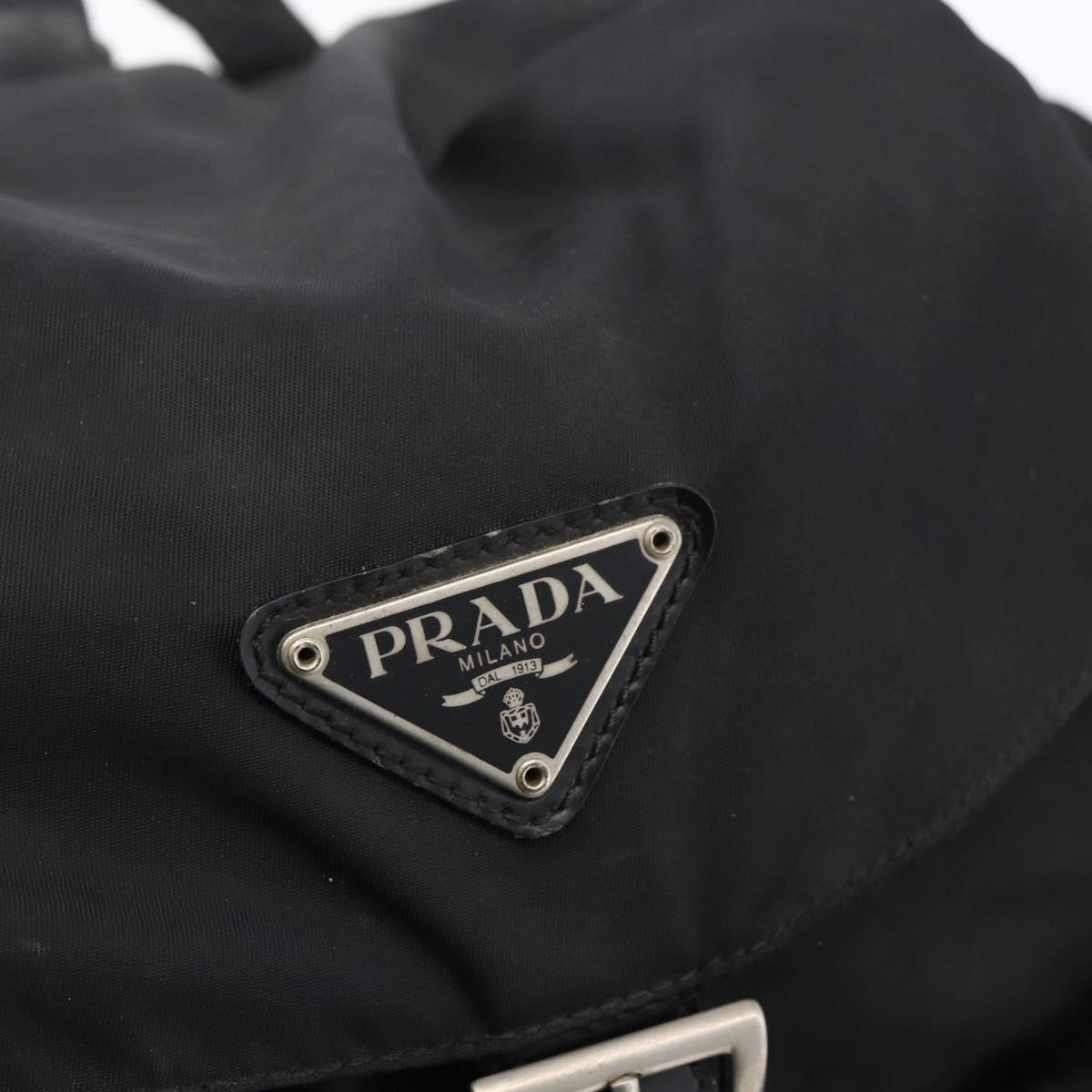 PRADA Backpack Nylon Silver Black Auth bs33518