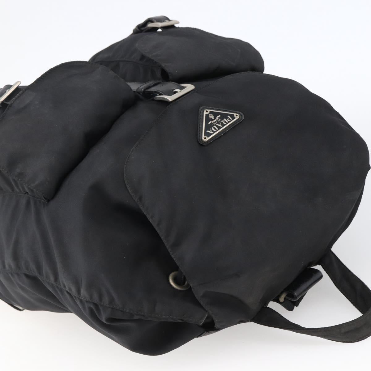 PRADA Backpack Nylon Silver Black Auth bs33518