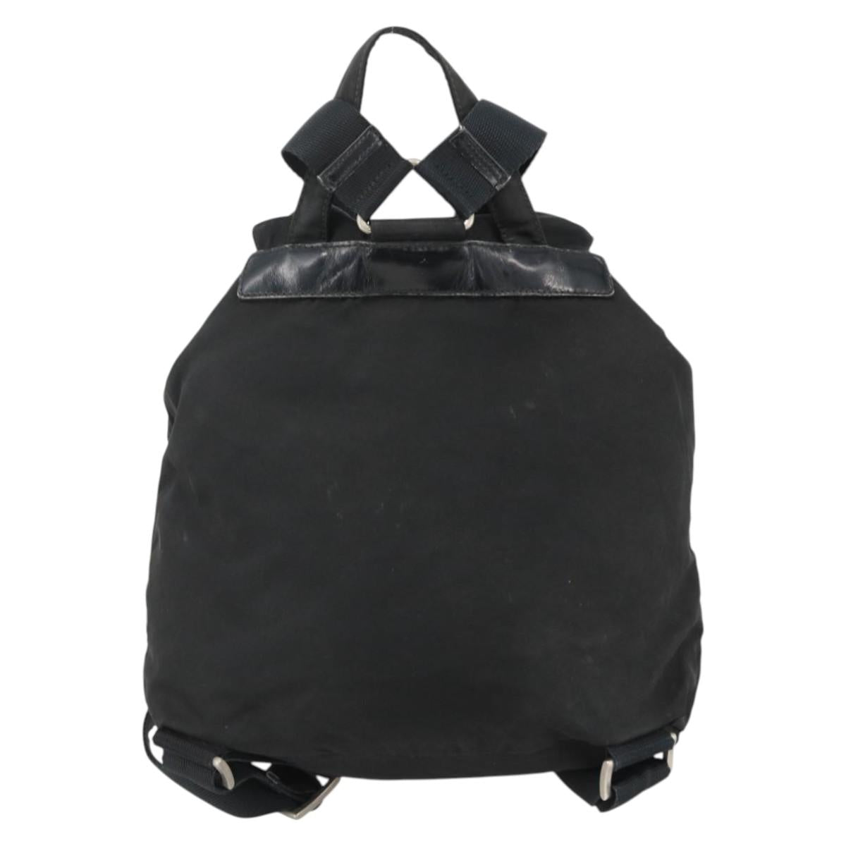 PRADA Backpack Nylon Silver Black Auth bs33519