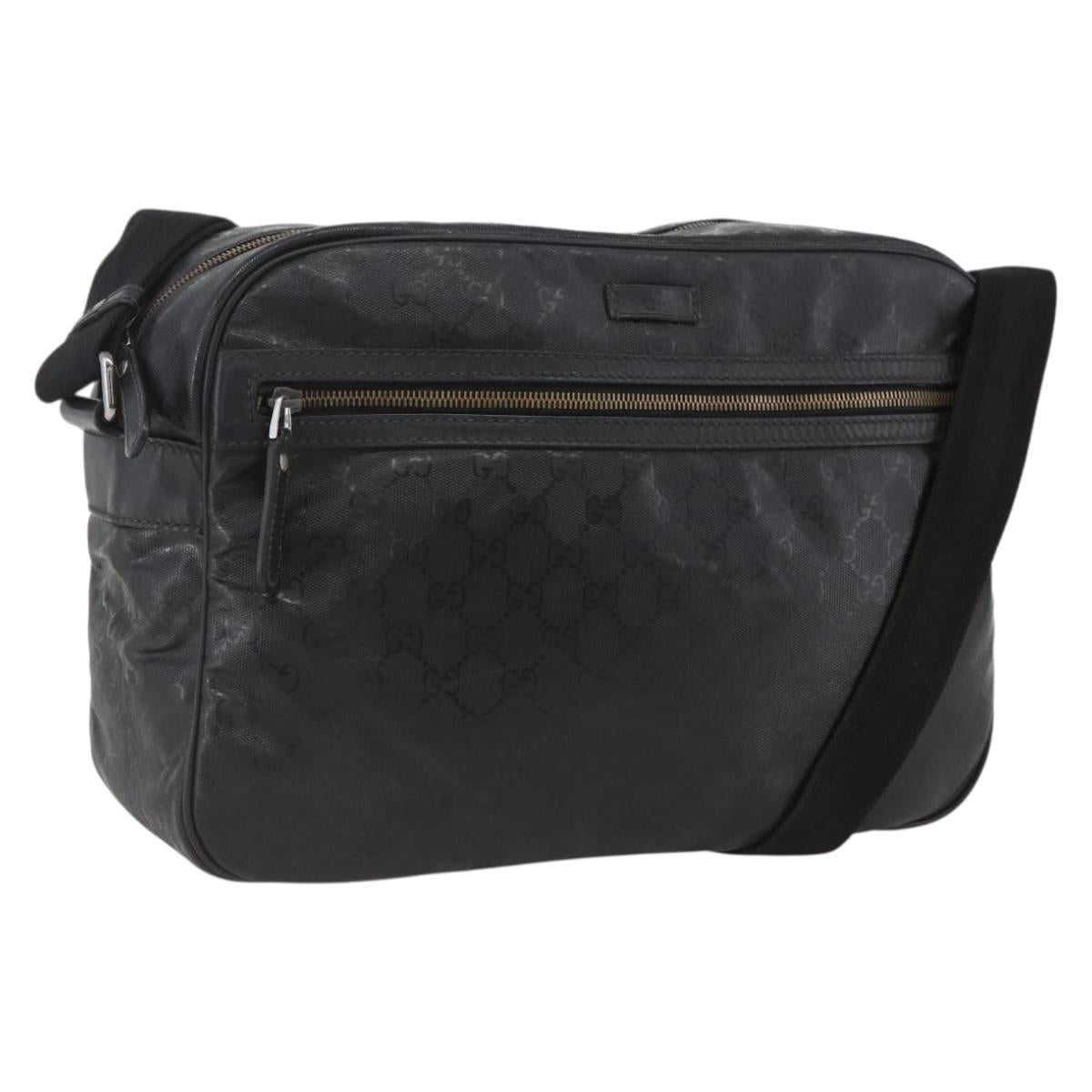 GUCCI GG Implementation Shoulder Bag PVC Black Silver 211107 Auth bs33520